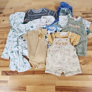 Baby Boy Clothing Lot of 14 Pieces Size 0 - 6 months (1 @ 0-9) Disney Dinosaurs